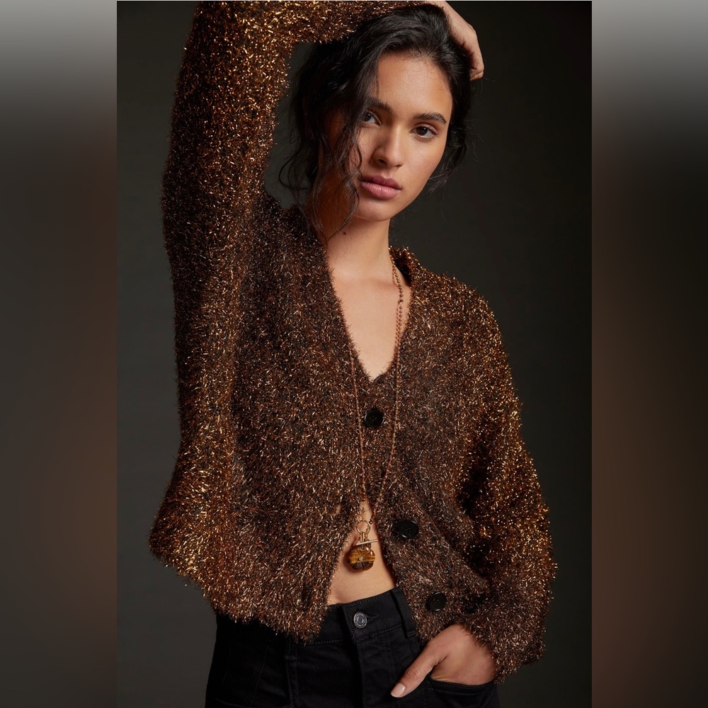 NWT Anthropologie Tinsel Shimmer Cardigan Size XL